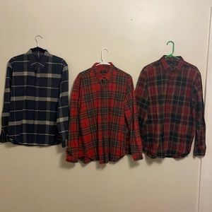 J. Crew Flannel Shirt with Leather Elbow Patches ***6 Shirt Bundle (all size L)